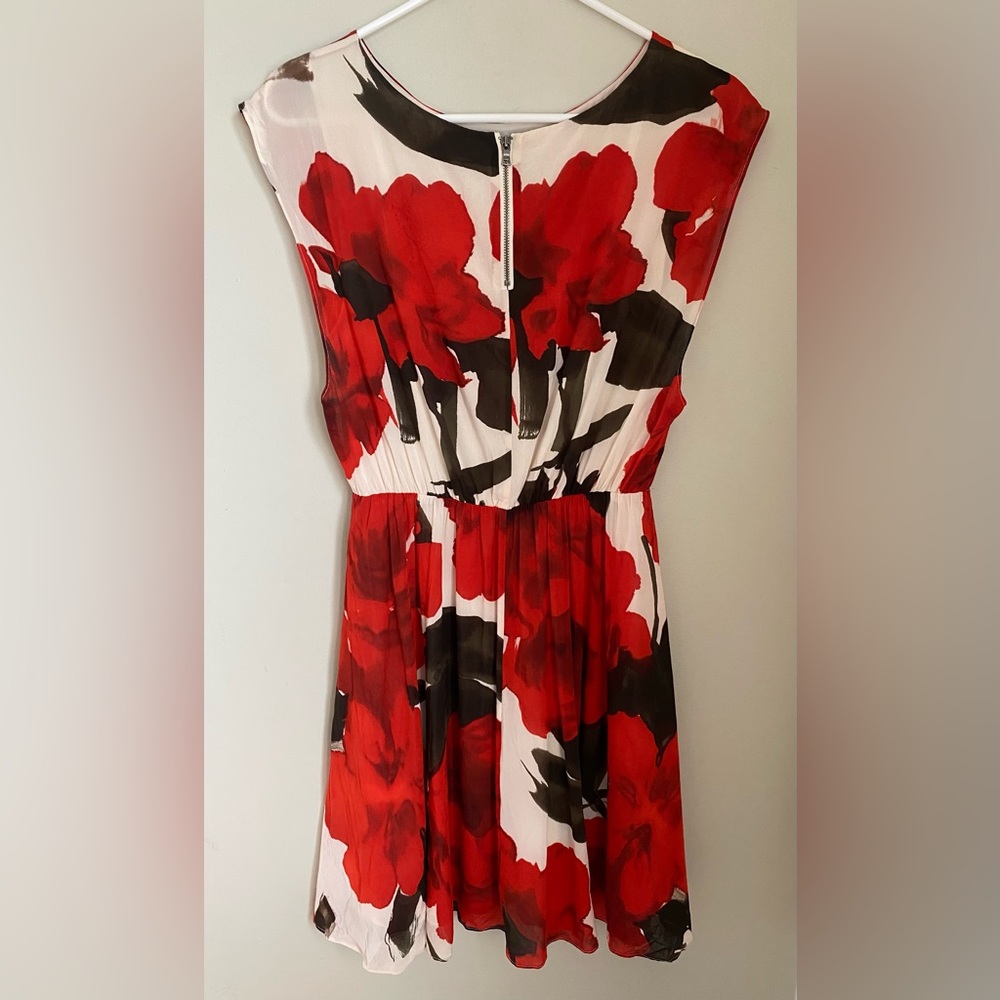 Alice + Olivia Saffron Red Floral Silk Blend Mini Dress Size Small Wedding Chic - Picture 6 of 14